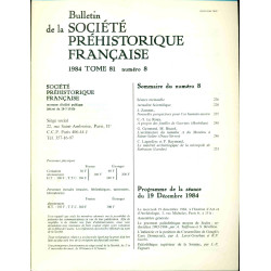 Bulletin de la société préhistorique française. Tome 81 . No 8