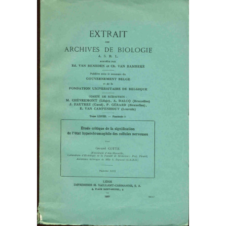 Etude critique de la signification de l'etat hyperchromophile des...