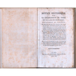 NOTICE HISTORIQUE SUR LE TREMBLEMENT DE TERRE DU VILLAGE DE...