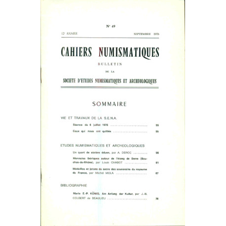 Cahiers numismatiques , Bulletin de la société d'études...
