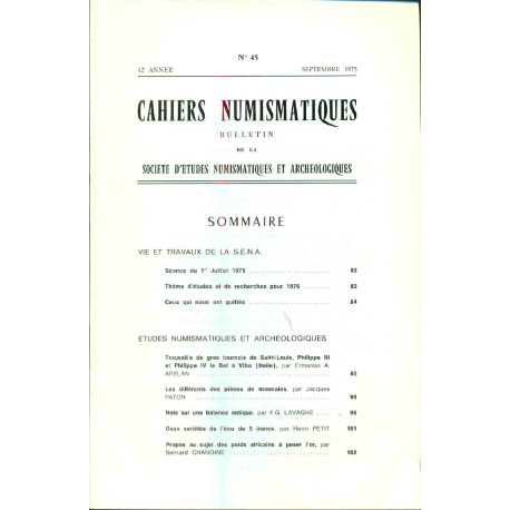 Cahiers numismatiques et archéologiques.Bulletin de la société...
