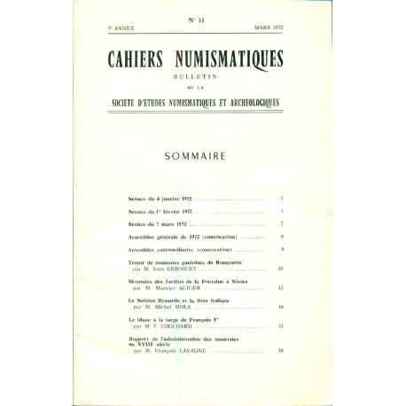Cahiers numismatiques . Bulletin de la société d'études...