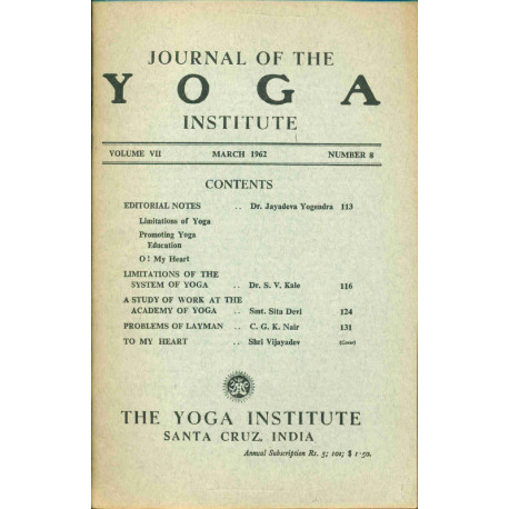 Journal of the Yoga institute.Volume VII. Number 8