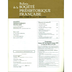 Bulletin de la société préhistorique française . Tome 89 . Numéro...