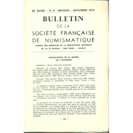 Bulletin de la Société française de numismatique . No 9