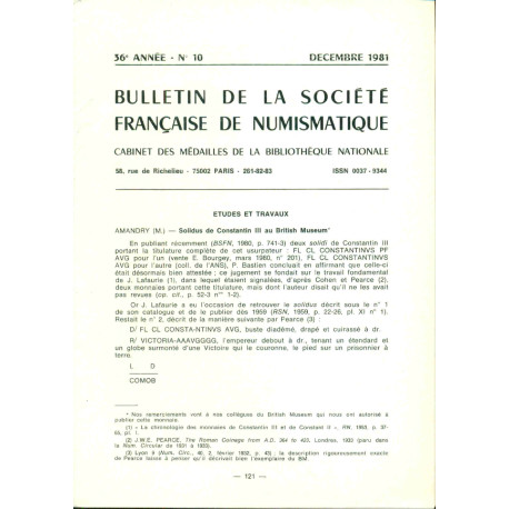 Bulletin de la société française de numismatique. cabinet des...