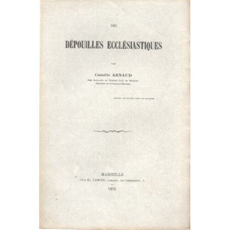 Des Dépouilles Ecclésiastiques