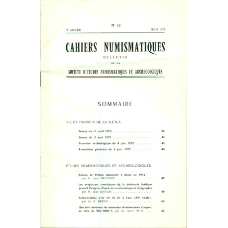 Cahiers Numismatiques. Bulletin de la société d'études...