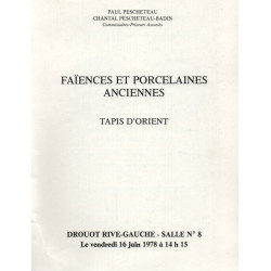 Faiences et porcelaines anciennes . Tapis d'Orientporcelaines...