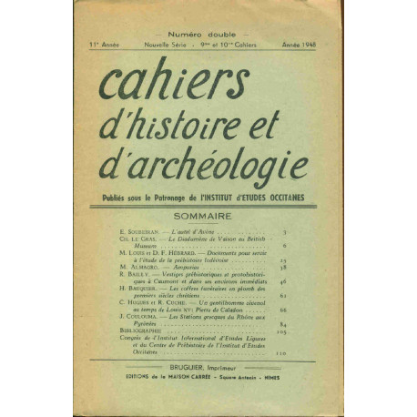 Cahiers d'Histoire et d'Archéologie.Numéro double. Tome III. 9eme...