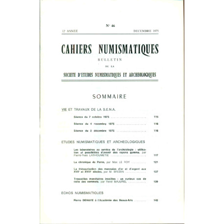 Cahiers Numismatiques .Bulletin de la société d'études...