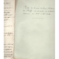 Notes de la Main de LOUIS ANTOINE DE RUFFI suer la valeur de...