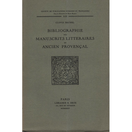 Bibliographie des Manuscrits Littéraires en Ancien Provençal