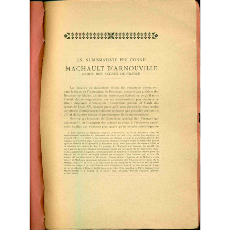 Un Numismatiste peu connu:Machault d'Arnouville Garde des Sceaux...