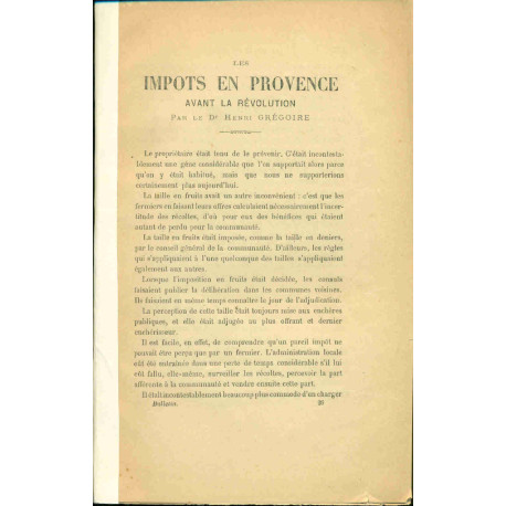 Les Impôts en Provence avant la Révolution