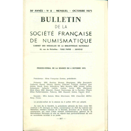 Bulletin de la Société française de Numismatique. No 8
