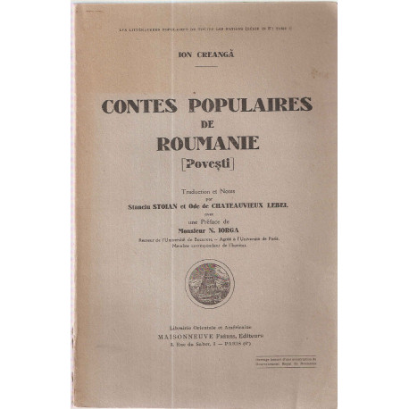 Contes populaires de Roumanie (Provesti).Tome I.Les littératures...