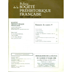 Bulletin de la société préhistorique française.Tome 84.Numéro 9