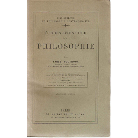 Etudes D'Histoire de la Philosophie