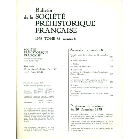 Bulletin de la Société préhistorique française. Tome 75 . No 8