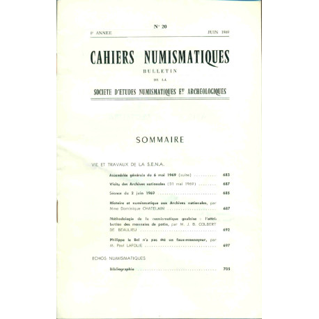 Cahiers numismatiques Bulletin de la société d'etudes...