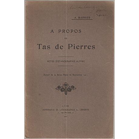 A propos de Tas de Pierres.Notes d'Ethnographie Alpine