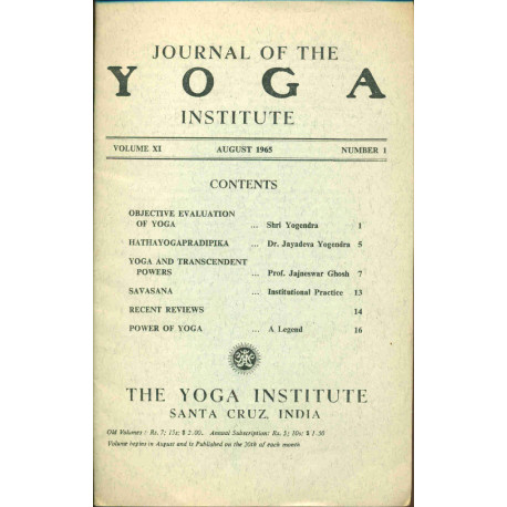 Journal of the Yoga Institute Volume XI Number 1