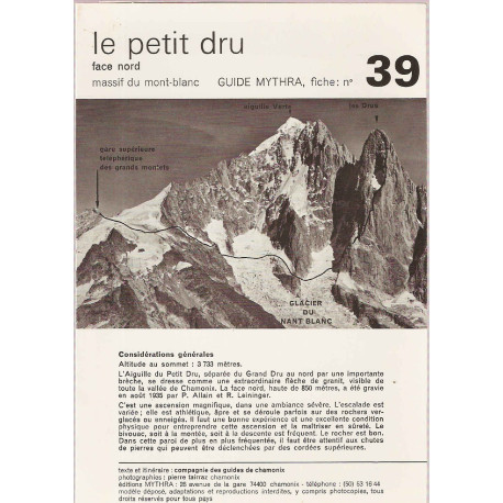 Guide Mythra.Le petit Dru.Face Nord.Massif du Mont-Blanc.Fiche...