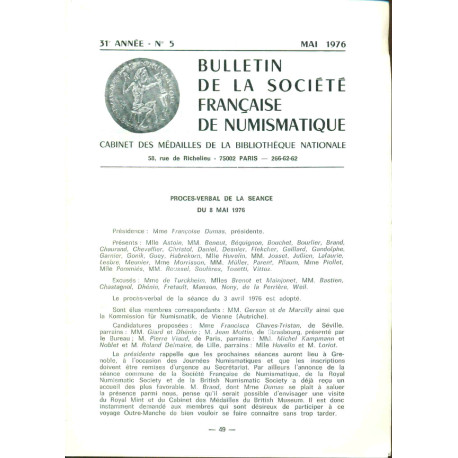 Bulletin de la société française de Numismatique . No 5