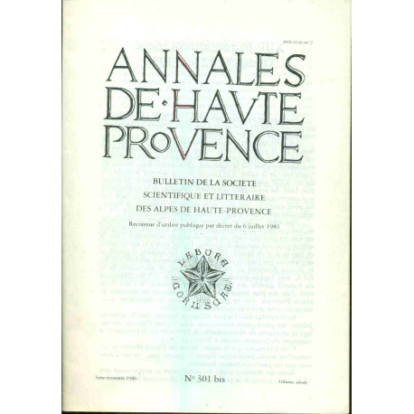 Annales de Haute Provence .Bulletin de la Société scientifique et...