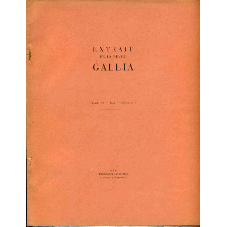 Extrait de la Revue Gallia.Tome XI-Fascicule 1