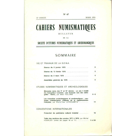 Cahiers Numismatiques . Bulletin de la Société d'études...