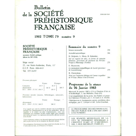 Bulletin de la société préhistorique française . Tome 79 . Numéro...