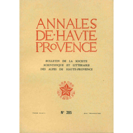 Annales de Haute-Provence . Bulletin de la société scientifique et...