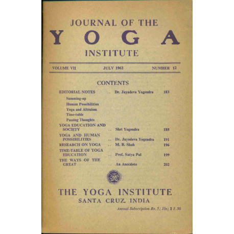Journal of the Yoga Institute Volume VII Number 12
