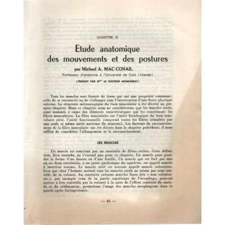 Etude anatomique des mouvements et des postures