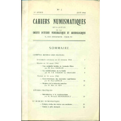 Cahiers Numismatiques . No 1 .Bulletin de la société d'études...