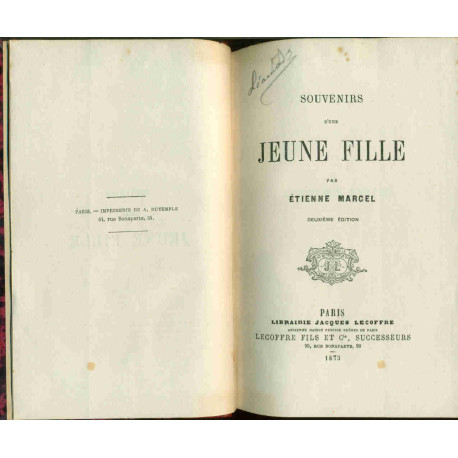 Souvenirs d'une jeune fille. deuxième Edition