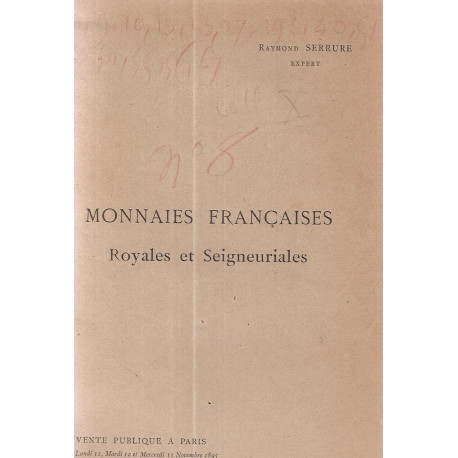 Monnaies françaises Royales et Seigneuriales.Vente Publiques à Paris