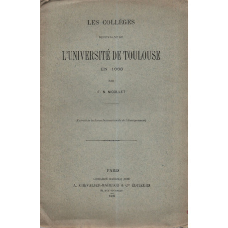 Les collèges Dépendant de l'Université de Toulouse en 1668