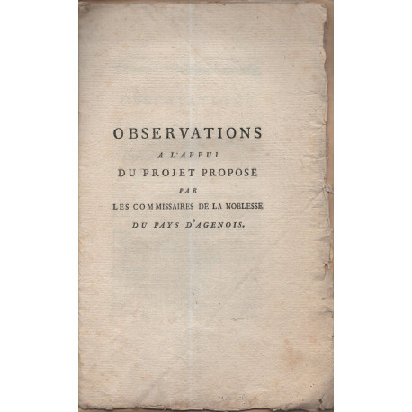 Observations à l'appui du projet proposé par les commissaires de...