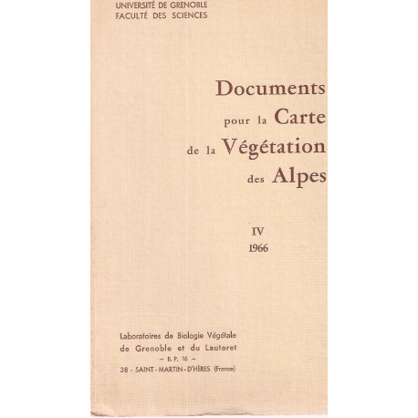 Documents pour la carte de la végétation des Alpes.IV...