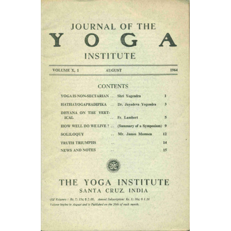 Journal of the Yoga Institute . Volume X, 1