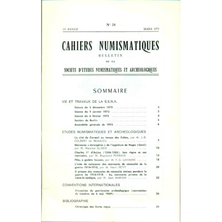 Cahiers numismatiques . No 35