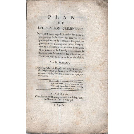Plan de Législation criminelle