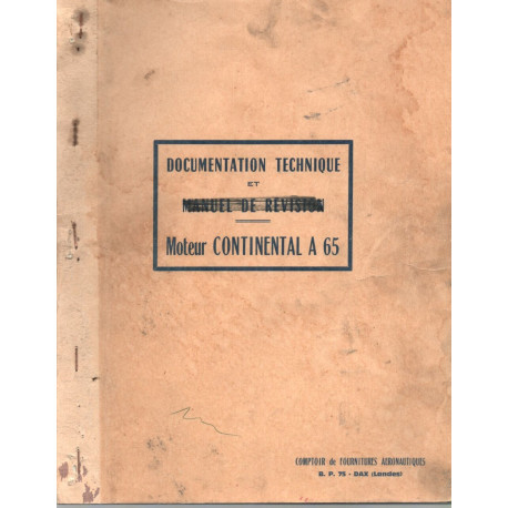 Documentation Technique . MOTEUR CONTINENTAL A 65