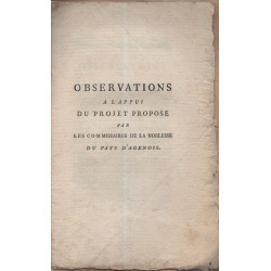 Observations à l'appui du projet proposé par les commissaires de...
