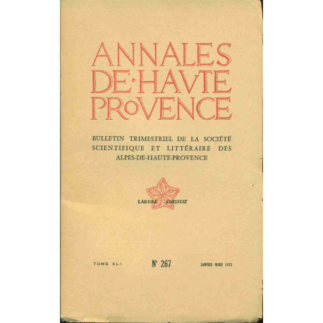 Annales deHaute-Provence. Bulletin trimestriel de la Société...