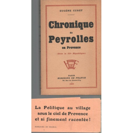 Chronique de Peyrolles en Provence (Sous la IIIeme République)