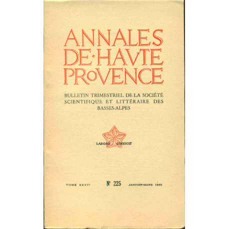Annales de Haute Provence . Bulletin de la société scientifique et...